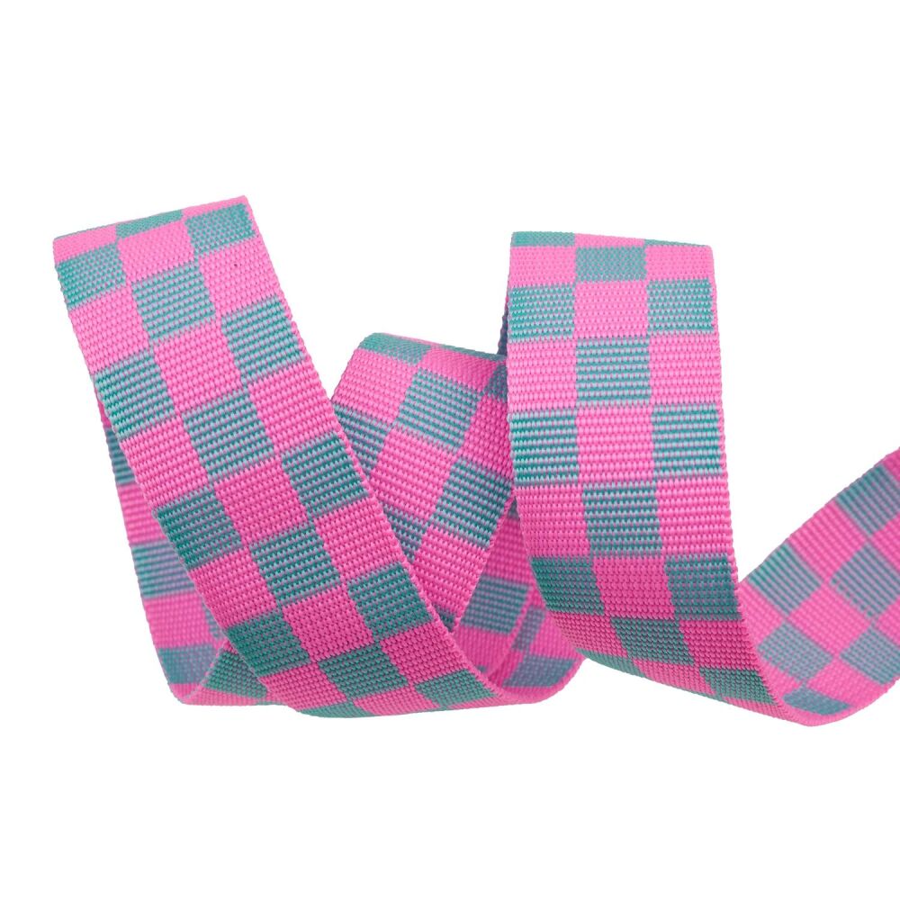 Tula Pink Webbing - Untamed Check Please 1.5" Cosmic per yard