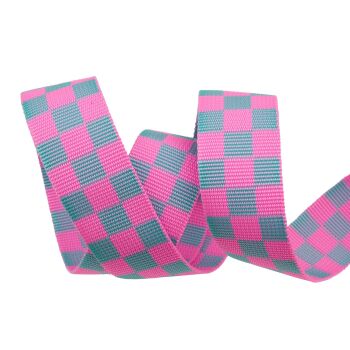 Tula Pink Webbing - Untamed Check Please 1.5" Cosmic per yard