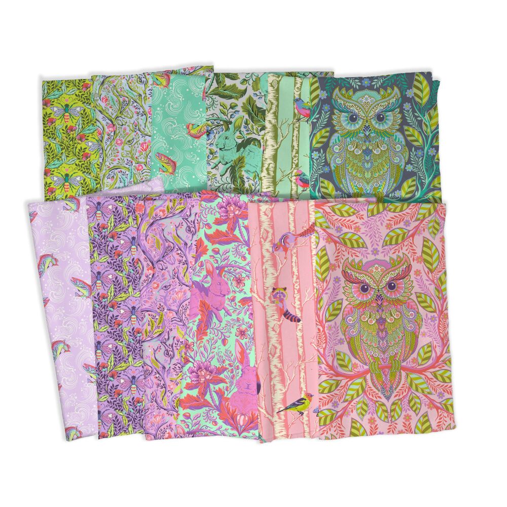 PRE-ORDER FMF MAY 2025 Tula Pink Full Moon Forest II Full Collection 12 Cotton Fabric Fussy Cutting Bundle - Cut By LJF