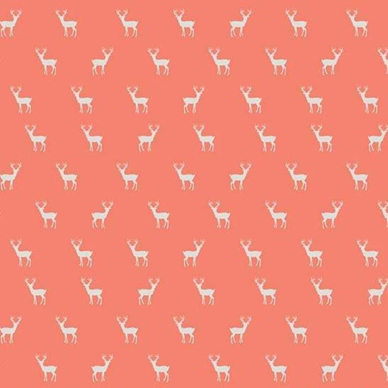 DESTASH 88cm Golden Days Deer Coral Tiny Stag Cotton Fabric
