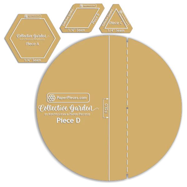Paper Pieces and Kim Mclean Collective Garden 4 Piece Acrylic Fabric Cutting Templates with 3/8" Seam Allowance