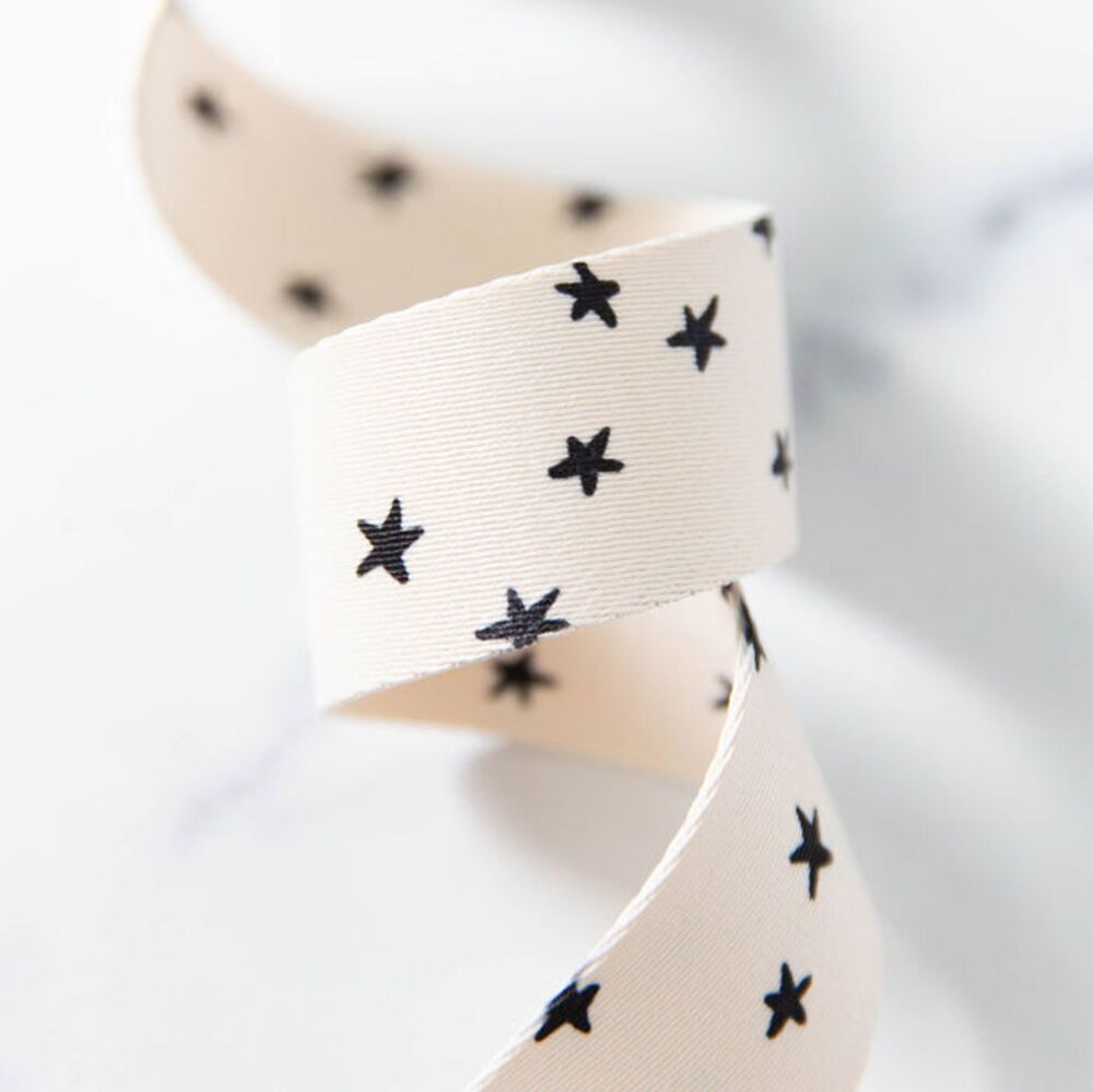 Alexia Abegg Starry Webbing - Black and Natural 1.5" Polyester Webbing for Bag Making - Sold per yard