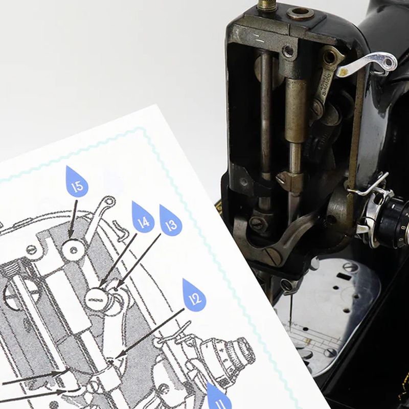 Oiling Chart Diagram - 222K Free-Arm Singer Featherweight