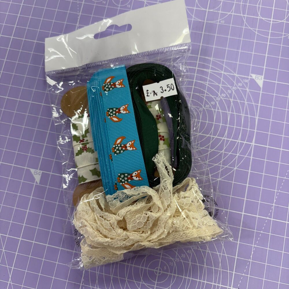 Christmas Scrap Pack of Assorted Festive Ribbon - Pack A