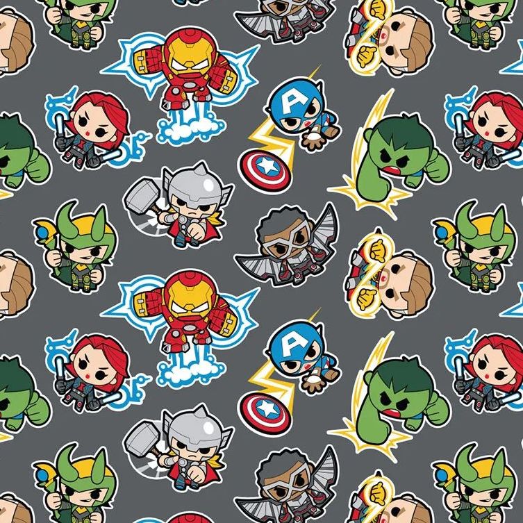 DESTASH 56cm Marvel Avengers Superhero Kawaii Superheroes DELUXE Grey Character Cotton Fabric