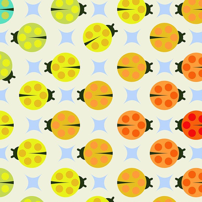 Tula Pink Tiny Beasts Lady Luck Glow Rainbow Ladybird Pre-Cut Quilt Backing 108" x 108" Extra Wide Cotton Fabric