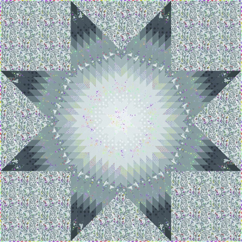 PRE-ORDER GWQK NOV 2025 Tula Pink Graywork Shadow Star Quilt Fabric Kit £340 - Pattern available online from FreeSpirit Fabrics