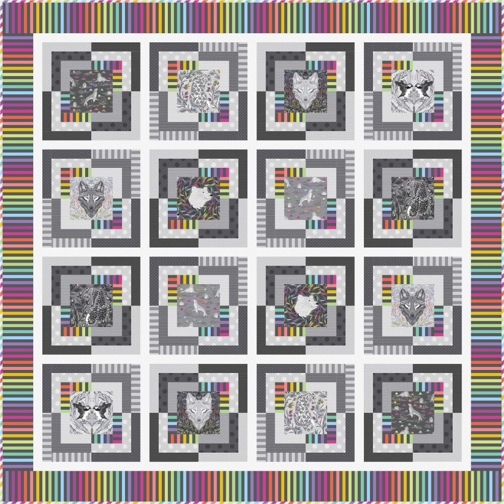 PRE-ORDER GW NOV 2025 Tula Pink Graywork Cool Vibrations Quilt Fabric Kit £