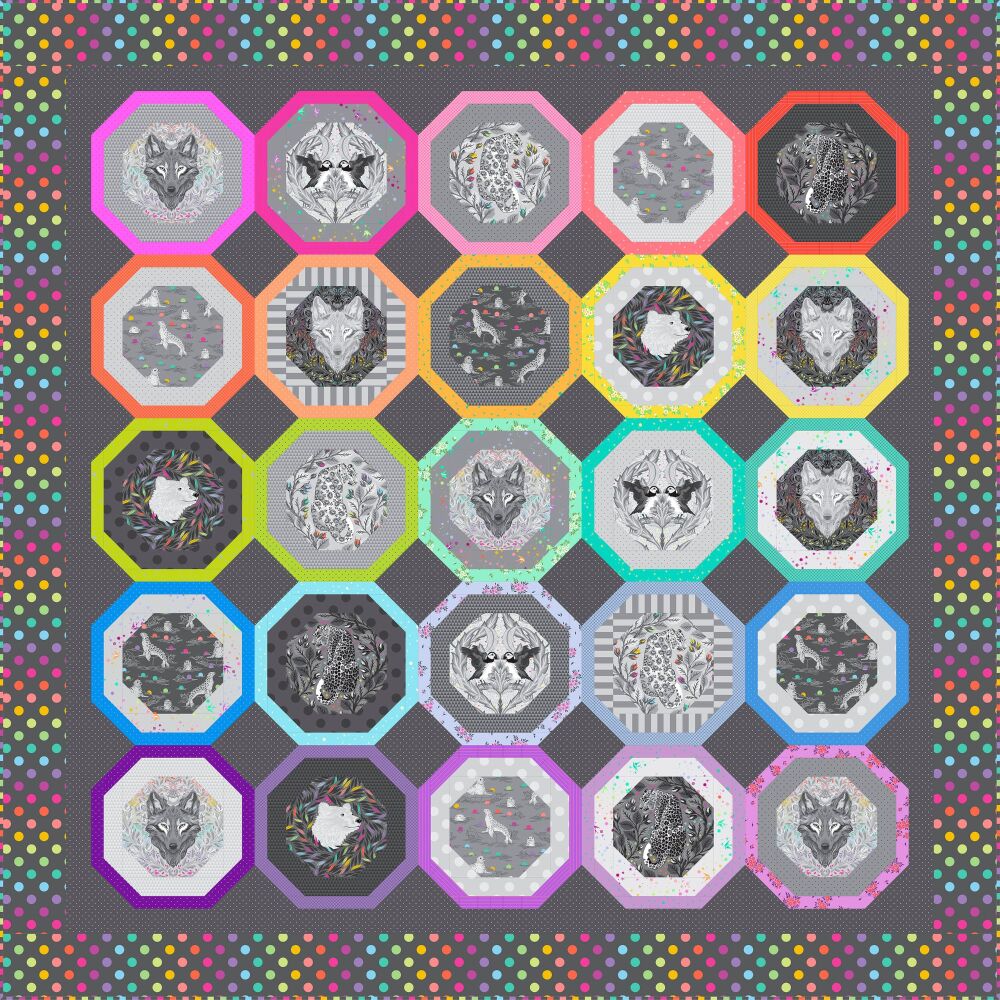 PRE-ORDER GW NOV 2025 Tula Pink Graywork Dark Quilt Fabric Kit £300 - Pattern available online from FreeSpirit Fabrics