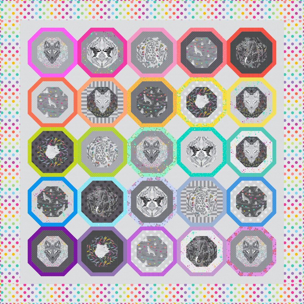 PRE-ORDER GW NOV 2025 Tula Pink Graywork Light Quilt Fabric Kit £300 - Pattern available online from FreeSpirit Fabrics