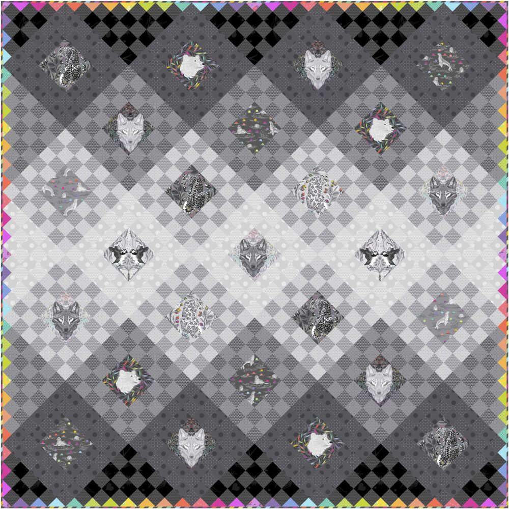 ORDER SEPARATELY FSQK PRE-ORDER GW NOV-DEC 2025 Tula Pink Graywork Fade to Gray Quilt Kit £250 by FreeSpirit Fabrics