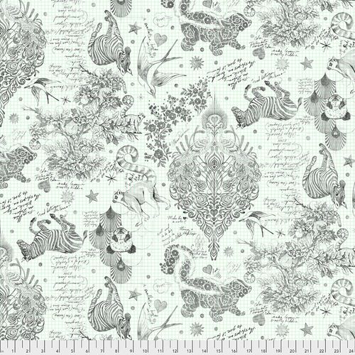 REMNANT 2.65m Tula Pink LINEWORK Sketchyer Paper Monochrome Quilt Backing 108" 2.7m Extra Wide Cotton Fabric