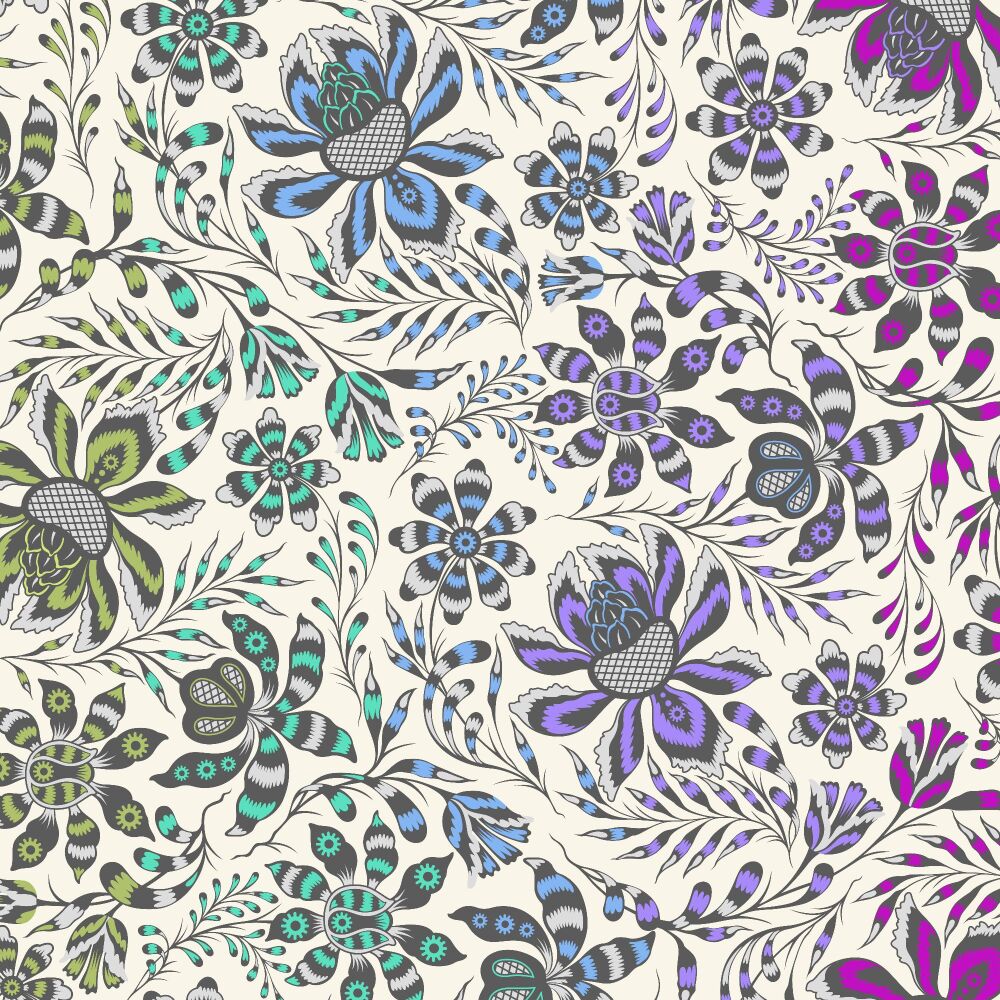 REMNANT 2.65m Tula Pink ROAR! Super Wild Vine Mist Quilt Backing Quilt Backing 108" 2.70m Extra Wide Cotton Fabric