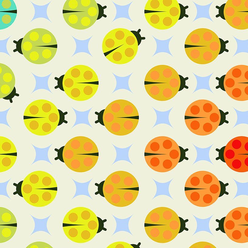 DESTASH 2.65m Tula Pink Tiny Beasts Lady Luck Glow Rainbow Ladybird Quilt Backing Extra Wide Cotton Fabric