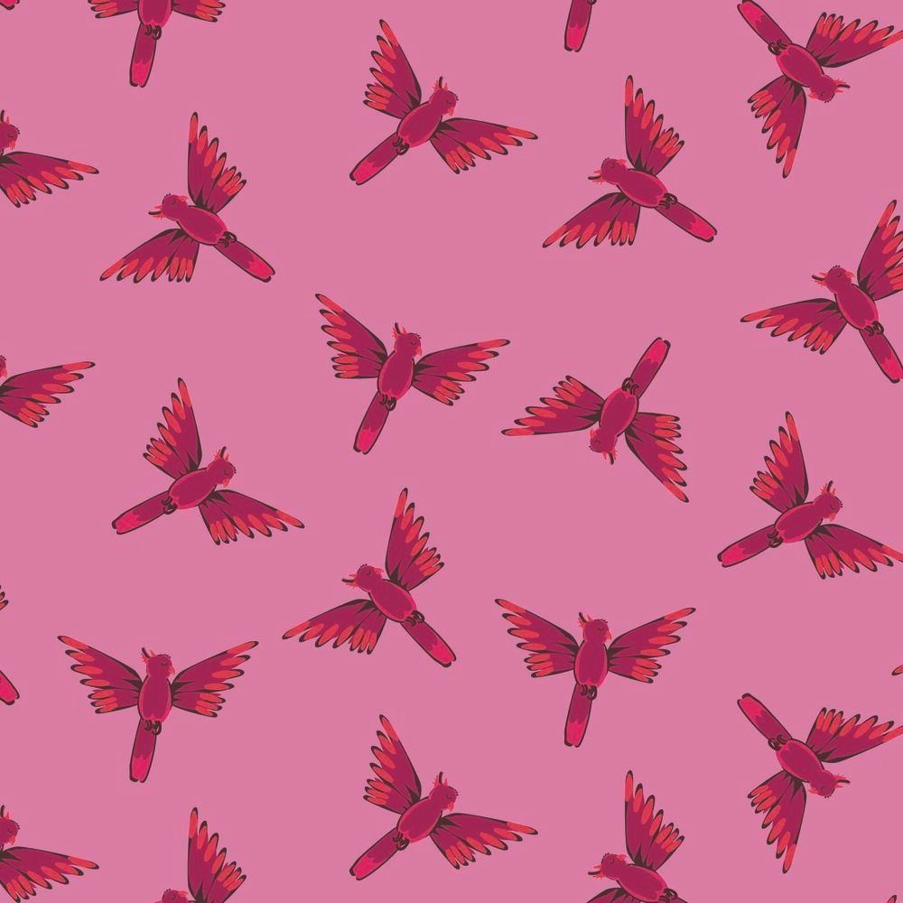 DESTASH 81cm Night Jungle by Elena Essex Pink Parrots Flying Dashwood Cotton Fabric