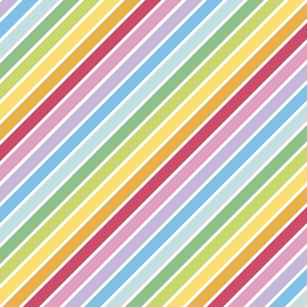 DESTASH 1.8m Rainbowfruit Calories Don't Count White Bias Stripe Diagonal Rainbow by Amber Kemp-Gerstel from Damask Love Cotton Fabric