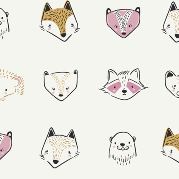 LAST FAT QUARTER Art Gallery Fabrics Furries in Sweet Pine Lullaby Raccoon Fox Otter Nursery Cotton Fabric
