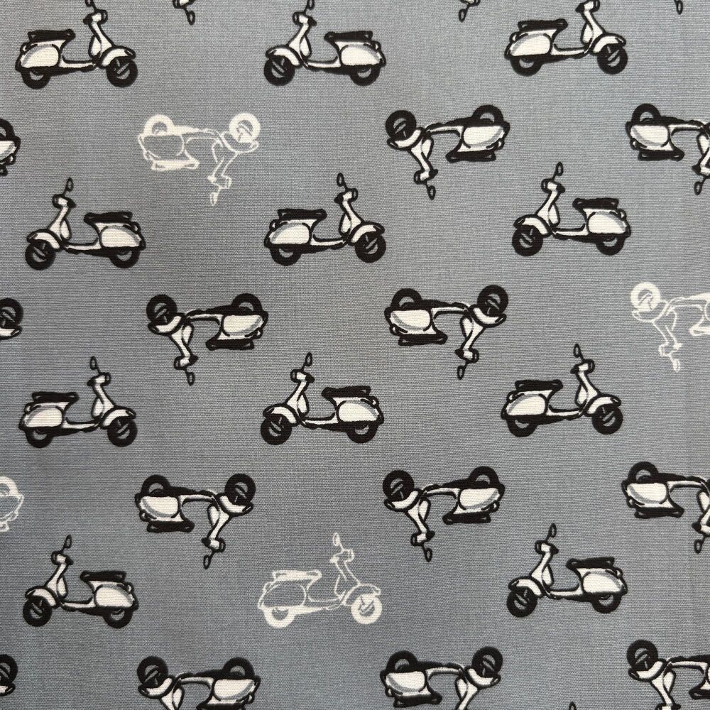 DESTASH 1.22m Nagoya Scooters Grey Cotton Fabric