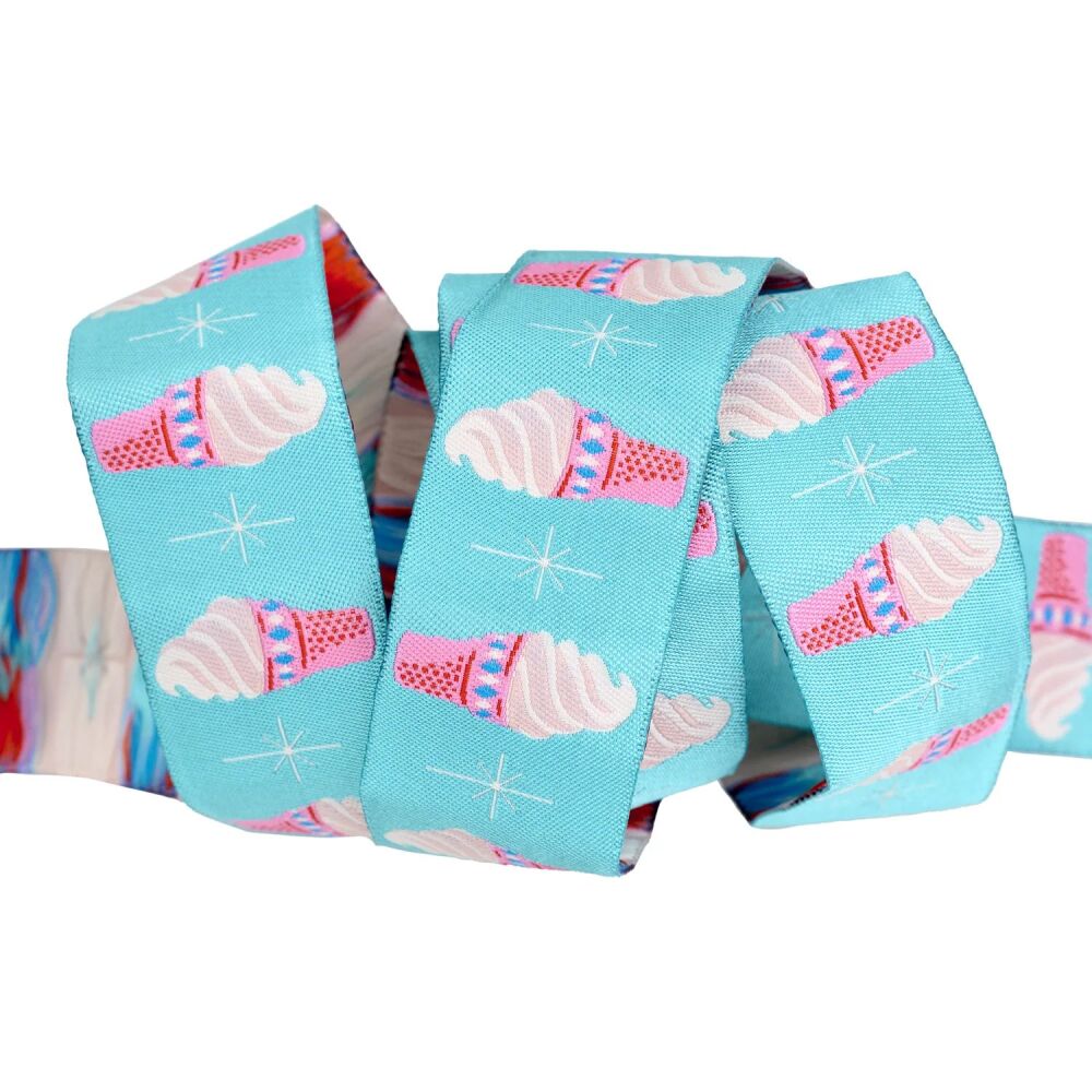 Ruby Star Society Melody Miller Best Ice Cream in Turquoise 1 1/4" Renaissance Ribbons per yard