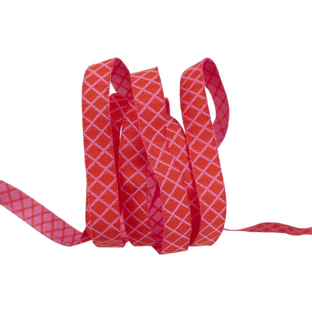 Tula Pink True Colors 2025 On The Grid Bubblegum 3/8" Renaissance Ribbons per yard