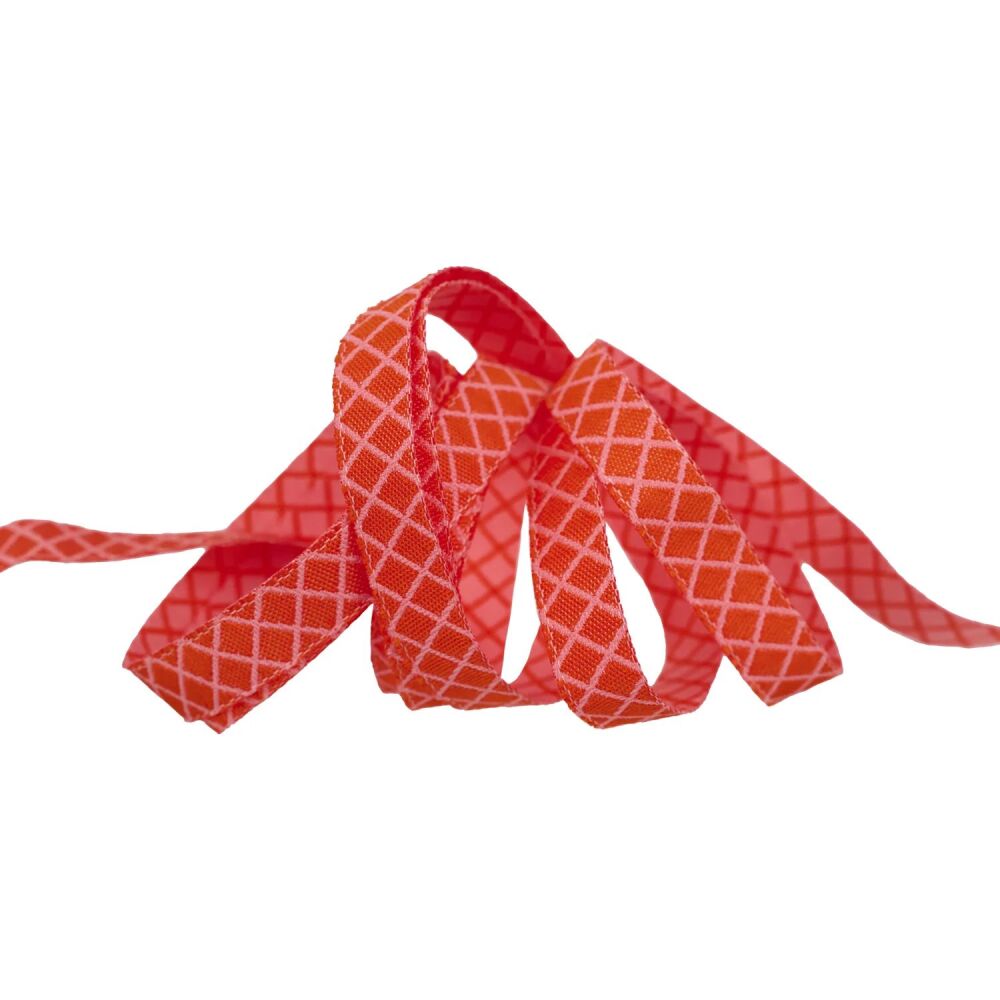 Tula Pink True Colors 2025 On The Grid Salmon 3/8" Renaissance Ribbons per yard