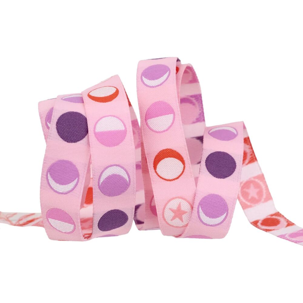 Tula Pink Full Moon Forest II Moon Phases in Honey 5/8" Renaissance Ribbons per yard