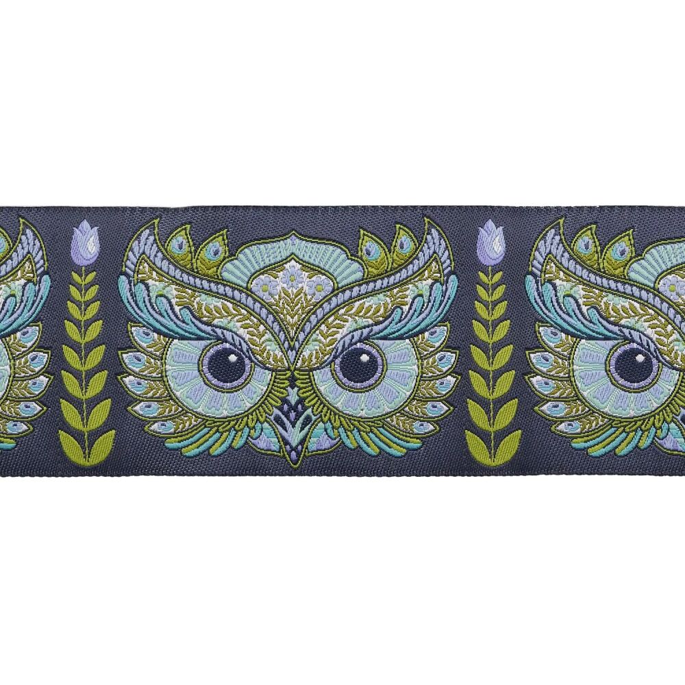Tula Pink Full Moon Forest II Hootie Patootie in Starlight 2" Renaissance Ribbons - Sold per 5 Owl Faces