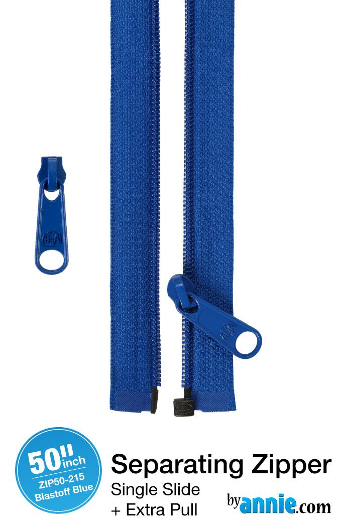 PRE-ORDER BA NOV 2025 ByAnnie 50inch Separating Open-End Zipper and Extra Slide  - Blastoff Blue 215