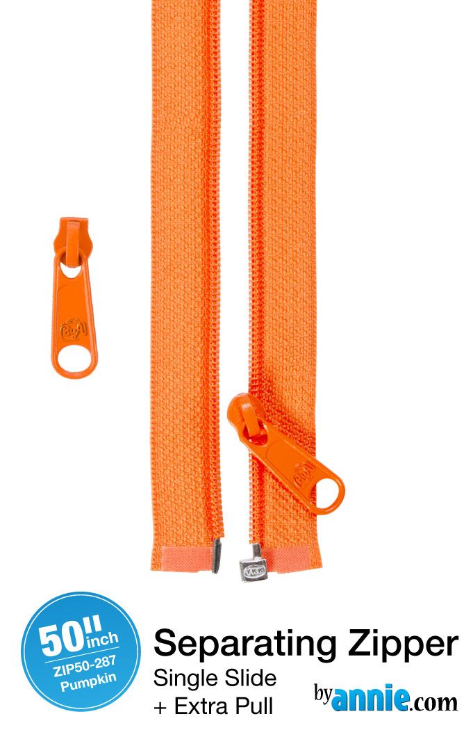 PRE-ORDER BA NOV 2025 ByAnnie 50inch Separating Open-End Zipper and Extra Slide  - Pumpkin 287