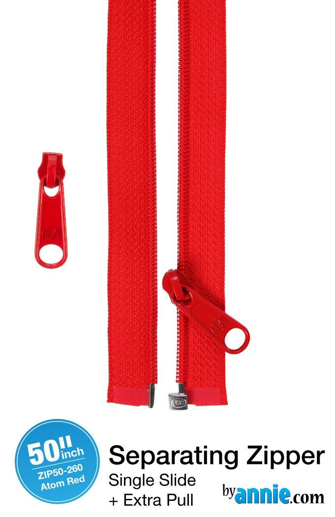 PRE-ORDER BA NOV 2025 ByAnnie 50inch Separating Open-End Zipper and Extra Slide  - Atom Red 260