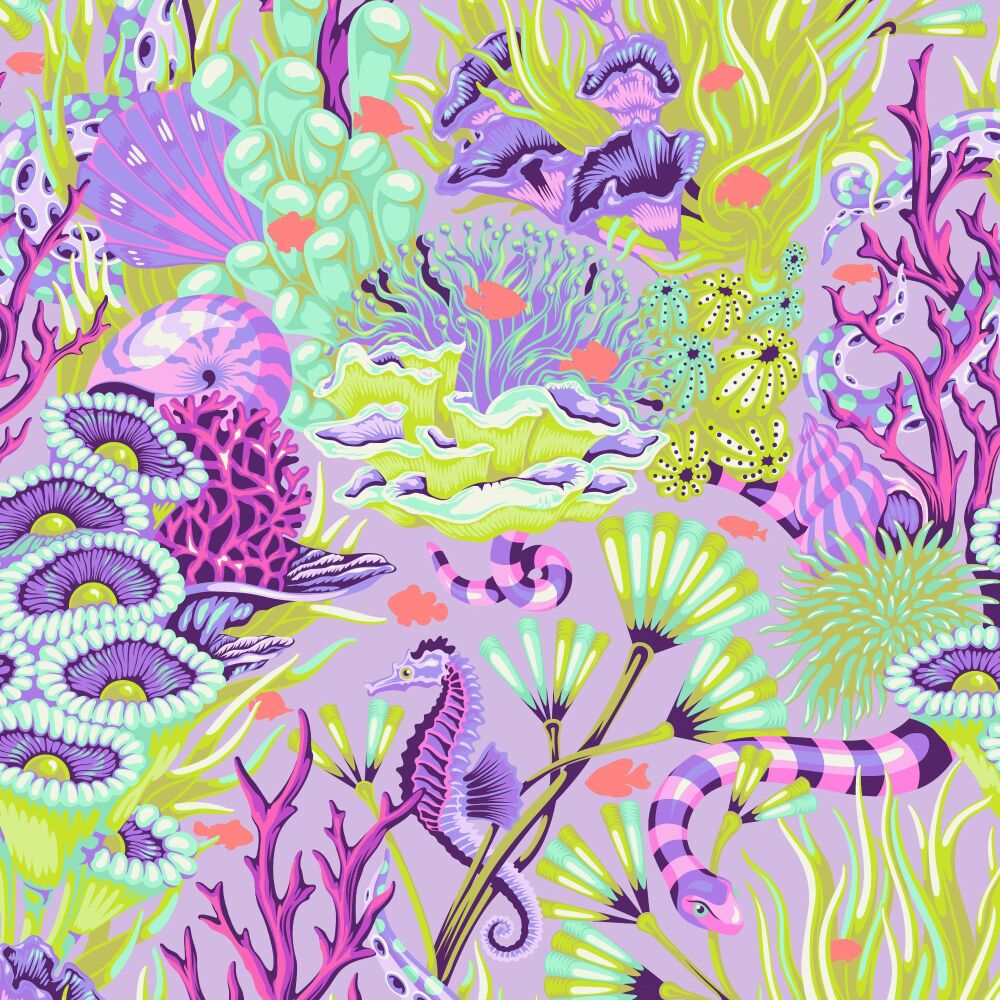PRE-ORDER FR MAY 2026 Tula Pink Floral Reef Reef What You Sew Ultraviolet Cotton Fabric