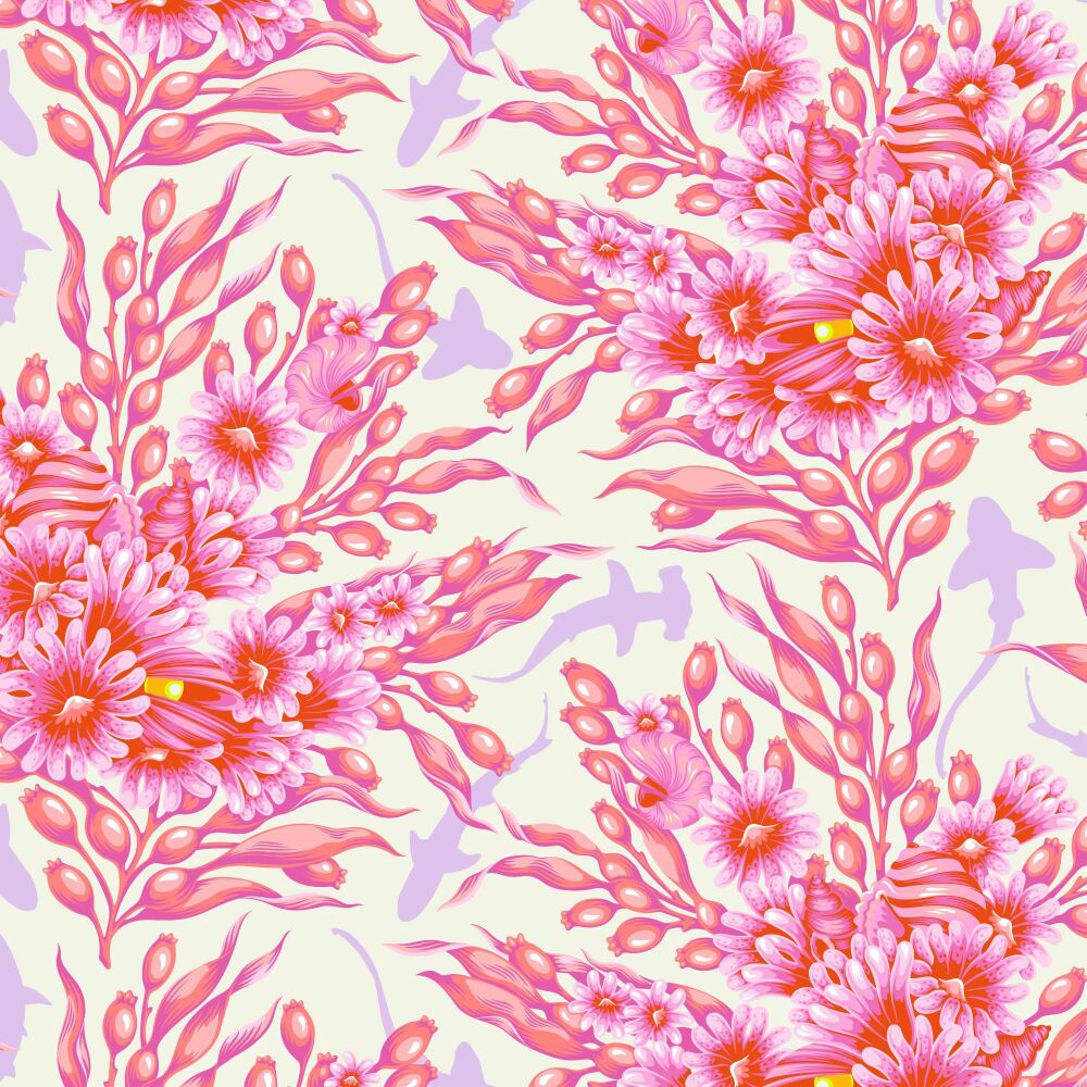 PRE-ORDER FR MAY 2026 Tula Pink Floral Reef Shadow Sharks Delphine Cotton Fabric