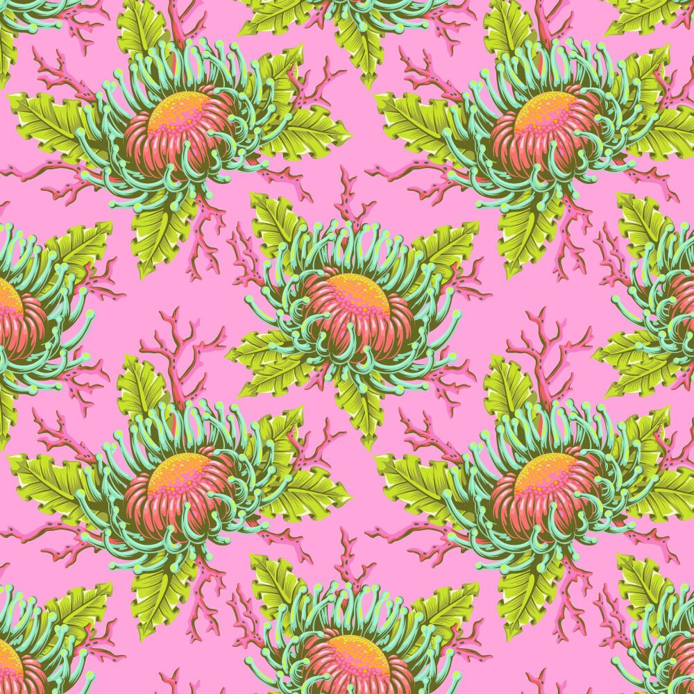 PRE-ORDER FR MAY 2026 Tula Pink Floral Reef Friends and Anemones Coralline Cotton Fabric