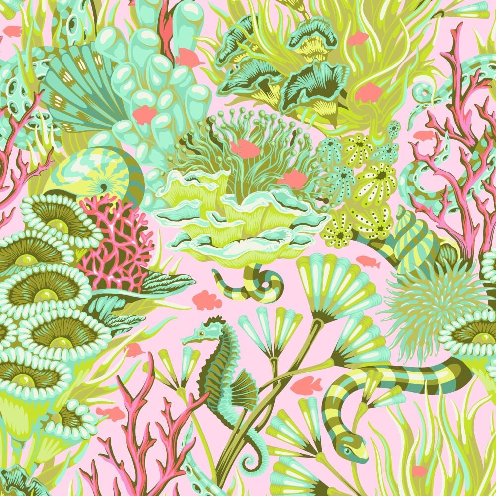 PRE-ORDER FR MAY 2026 Tula Pink Floral Reef Reef What You Sew Coralline Cotton Fabric