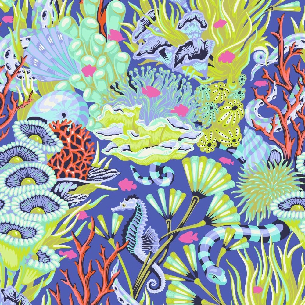 PRE-ORDER FR MAY 2026 Tula Pink Floral Reef Reef What You Sew Marine Cotton Fabric