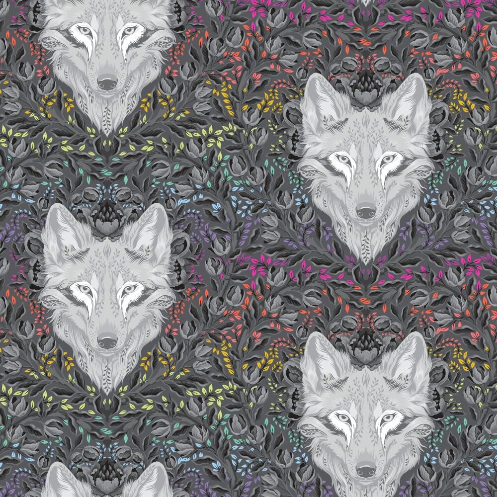 MINKY - ORDER SEPARATELY - PRE-ORDER GW DEC 2025 Tula Pink Graywork Wolf of Pink Street Carbon Digital Print Minky per half metre