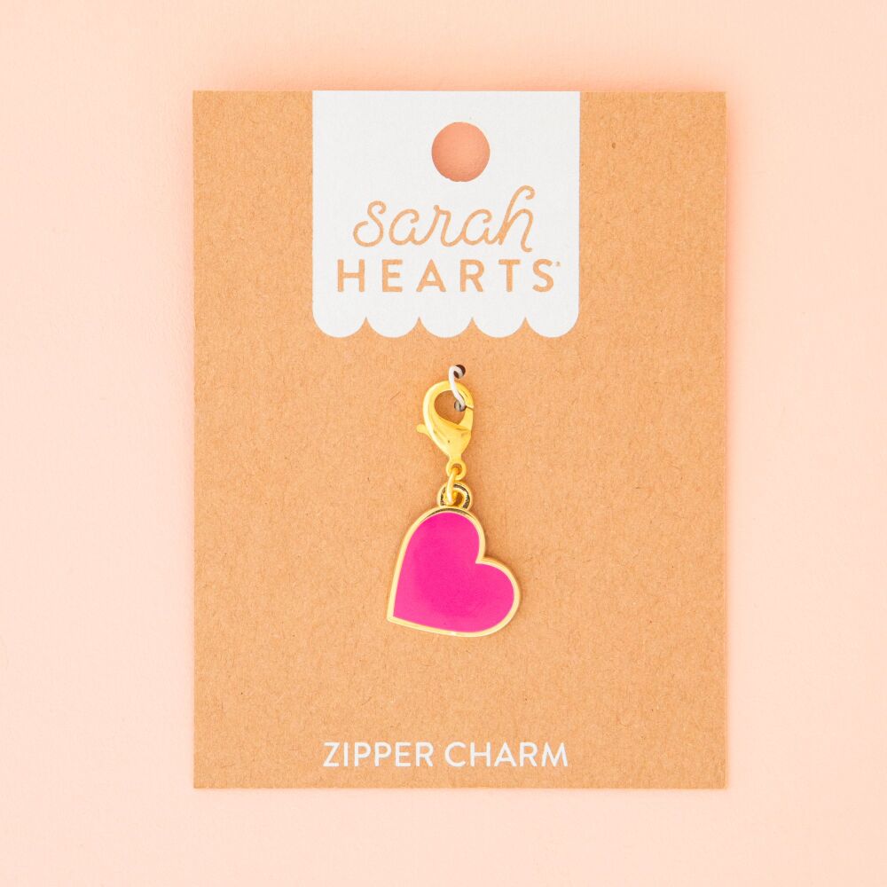 Sarah Hearts Pink Heart Removable Zipper Charm