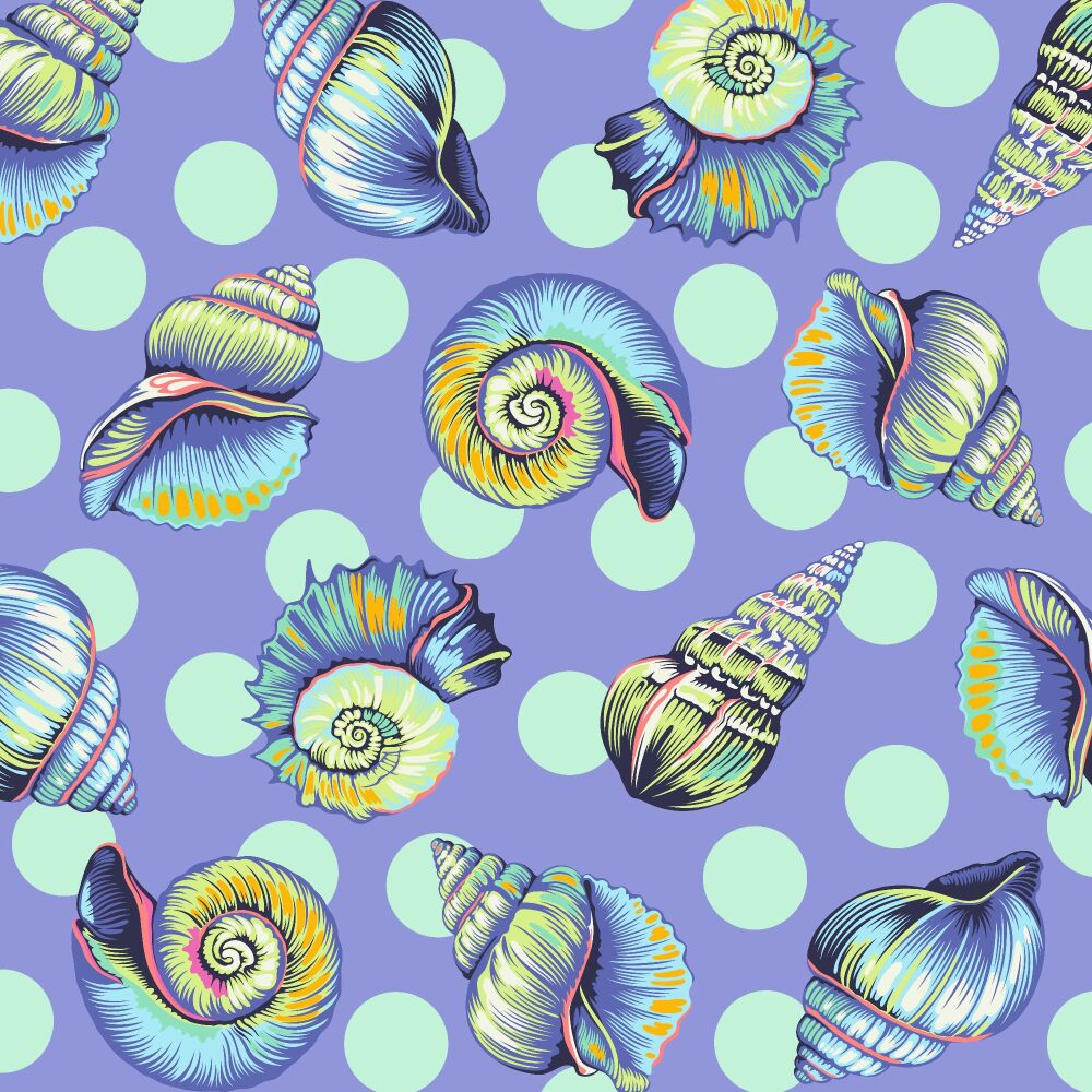 ORDER SEPARATELY PRE-ORDER FR JUNE 2026 Tula Pink Floral Reef Big Shelly Marine Pre-Cut Quilt Backing 108" x 108" Extra Wide Cotton Fabric