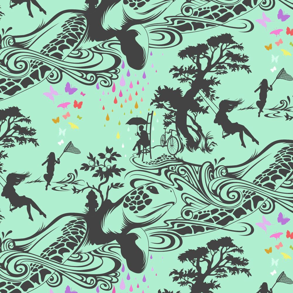 PRE-ORDER PCDV AUGUST 2026 Tula Pink Prince Charming Deja Vu Turtle Bay Sweetmint Cotton Fabric