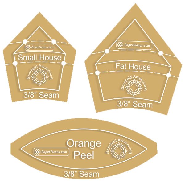 Brimfield Block Star EPP 3 Piece Acrylic Fabric Cutting Templates with 3/8" Seam Allowance