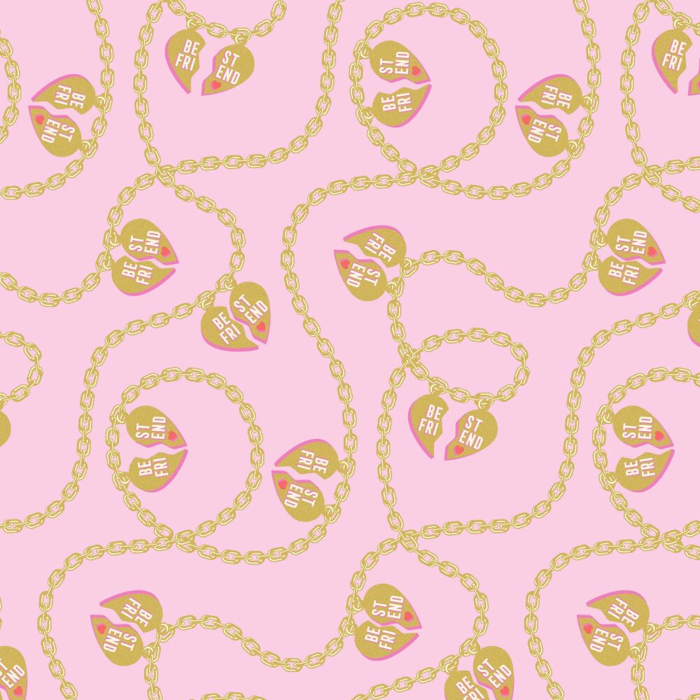 BOLT END 1.86m Tula Pink Besties Lil Charmer Blossom with Metallic Cotton Fabric