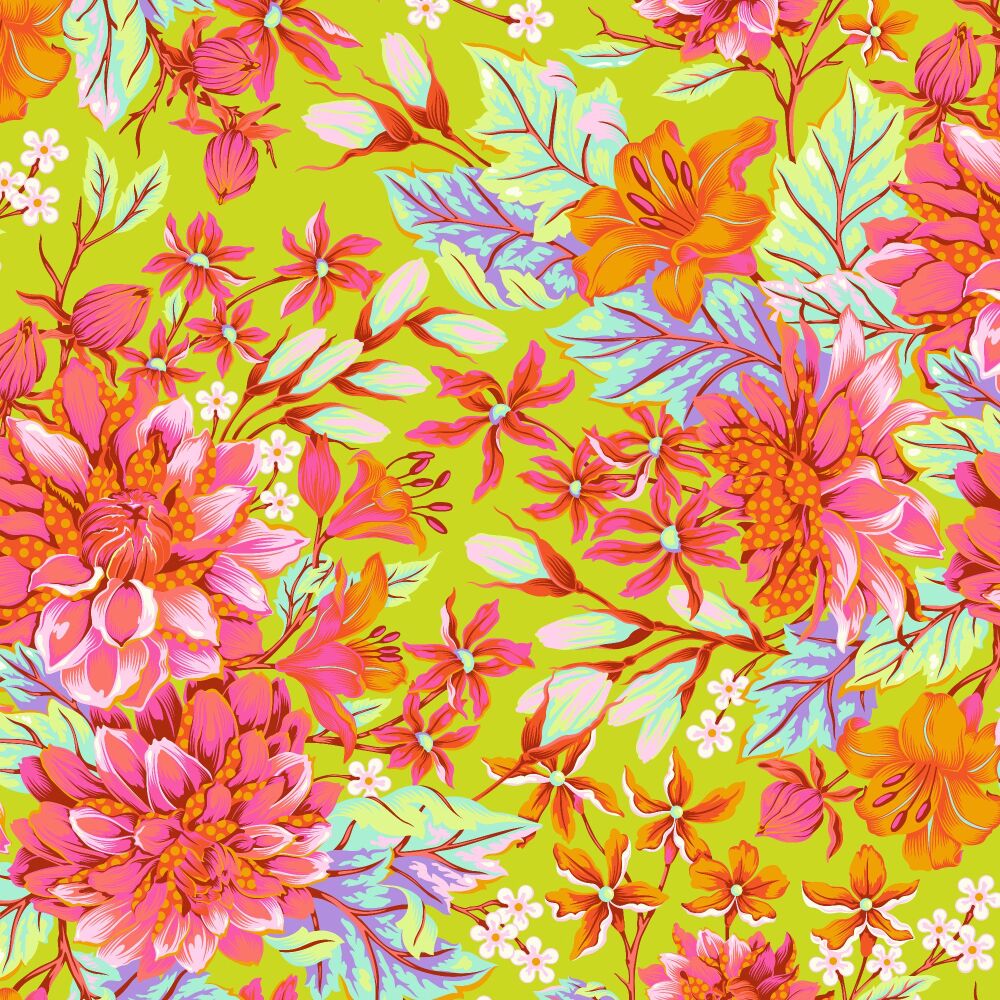 BOLT END 1.88m Tula Pink Untamed Hello Dahlia Lunar Quilt Backing 108" Extra Wide Cotton Fabric