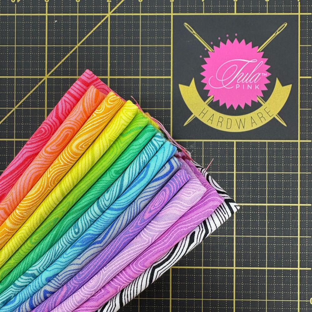 Tula Pink True Colors Mineral LJF Rainbow 13 Fat Quarter Bundle Cotton Fabric Cloth Stack - Cut by LJF