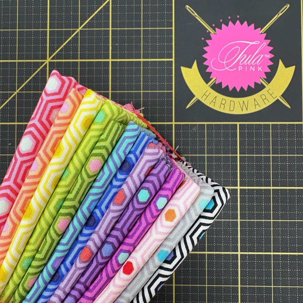 Tula Pink True Colors Hexy LJF Rainbow 13 Fat Quarter Bundle Cotton Fabric Cloth Stack - Cut by LJF