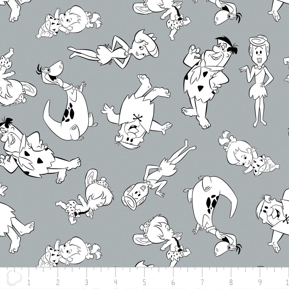 DESTASH 40cm Flintstones Grey Cotton Fabric