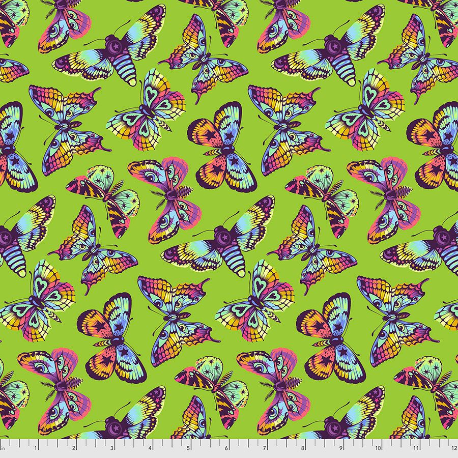 BOLT END 2.12m Tula Pink Daydreamer Butterfly Kisses Avocado Cotton Fabric