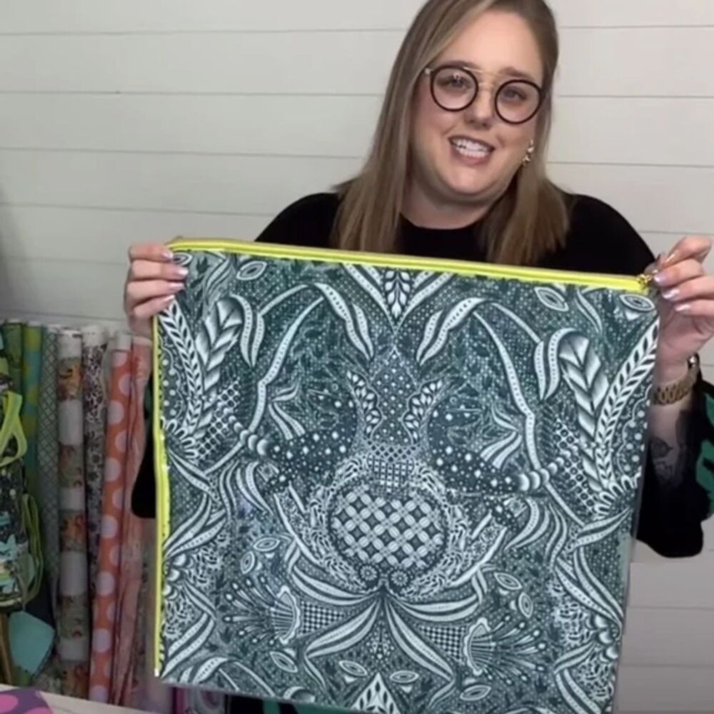 LAST CHANCE Tula Pink Vinyl Project Pouch - Gift Rapt Extra Large Zipper Bag