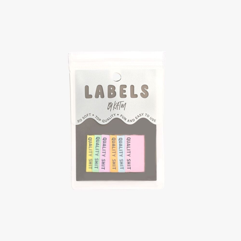 Kylie and the Machine "QUALITY SHIT" Pastel Woven Labels 6 Pack - New Packaging