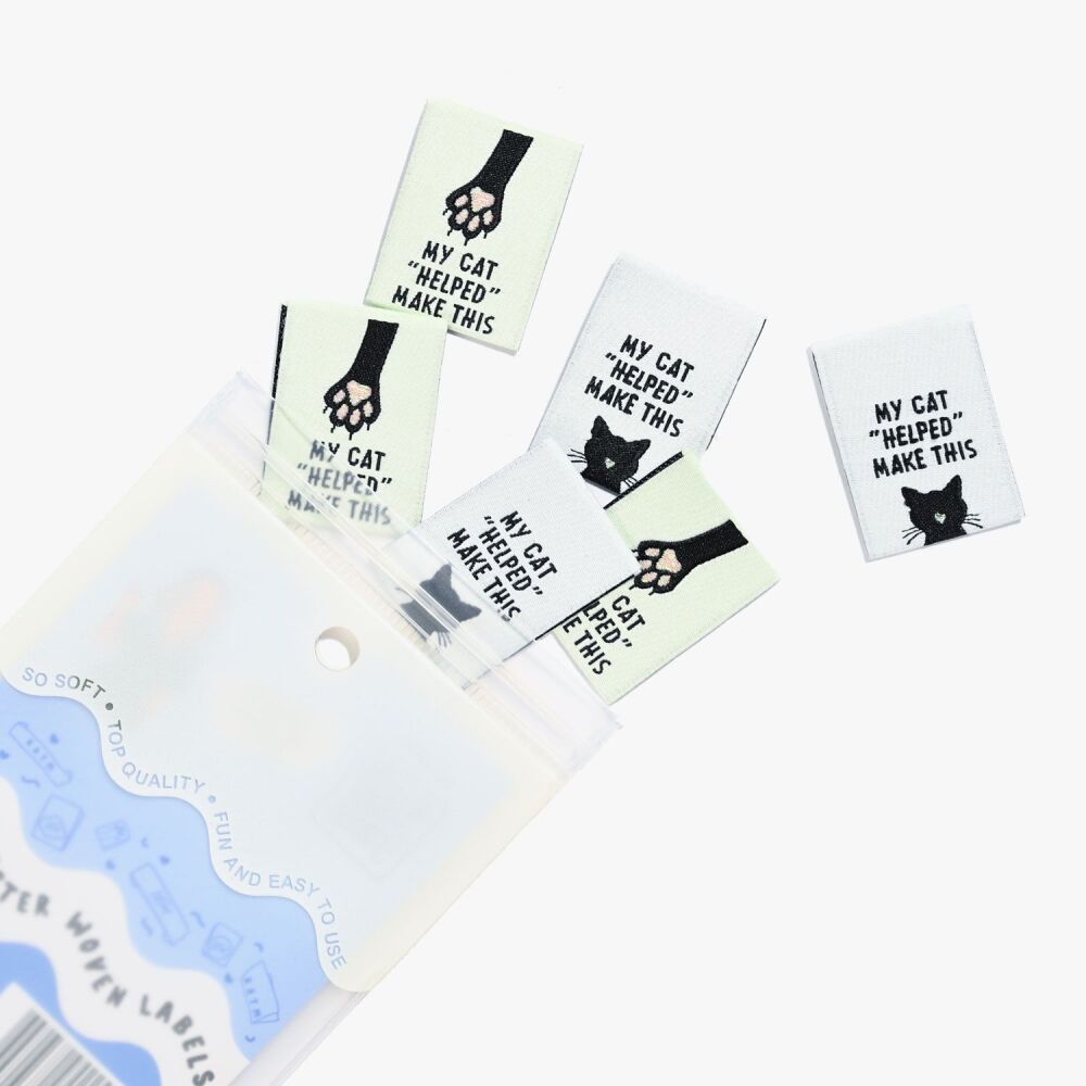 Kylie and the Machine "My Cat Helped Make This" Woven Labels 6 Pack - New Packaging