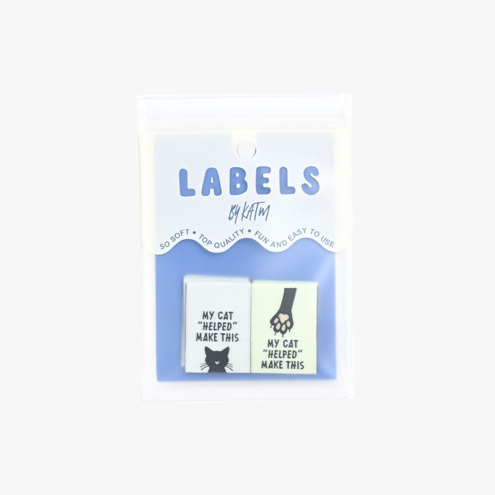 Kylie and the Machine "My Cat Helped Make This" Woven Labels 6 Pack - New Packaging